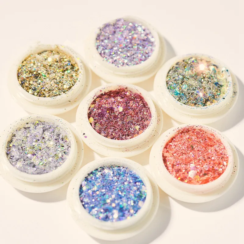 

1pcs High Quality New Charm Nails Sequins Gradient Glitter Size Mixed Crystal Extension Armor Decoration DIY Nail Art Design