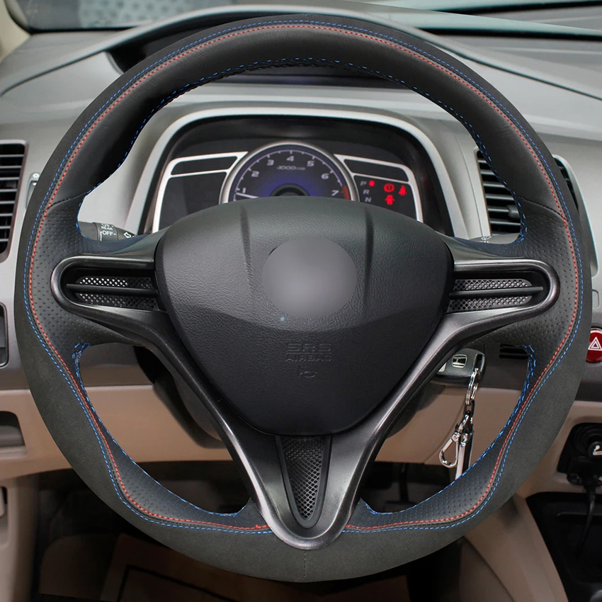 OLPAY черная замшевая крышка рулевого колеса автомобиля из натуральной кожи для Honda