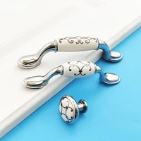 1pcs white ceramic cabinet handles zinc alloy kitchen cupboard door pulls drawer knobs european furniture handles