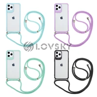 silicone anti fall full protection transparent lanyard case cover for iphone 12 12 mini 12 pro max 11 pro max 7 8 plus xr xsmax