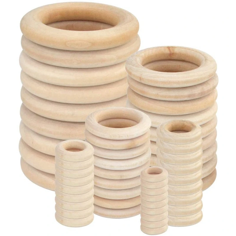 

Natural Wood Rings for DIY Craft, Ring Pendant and Connectors Jewelry Making, 6 Size 60Pcs