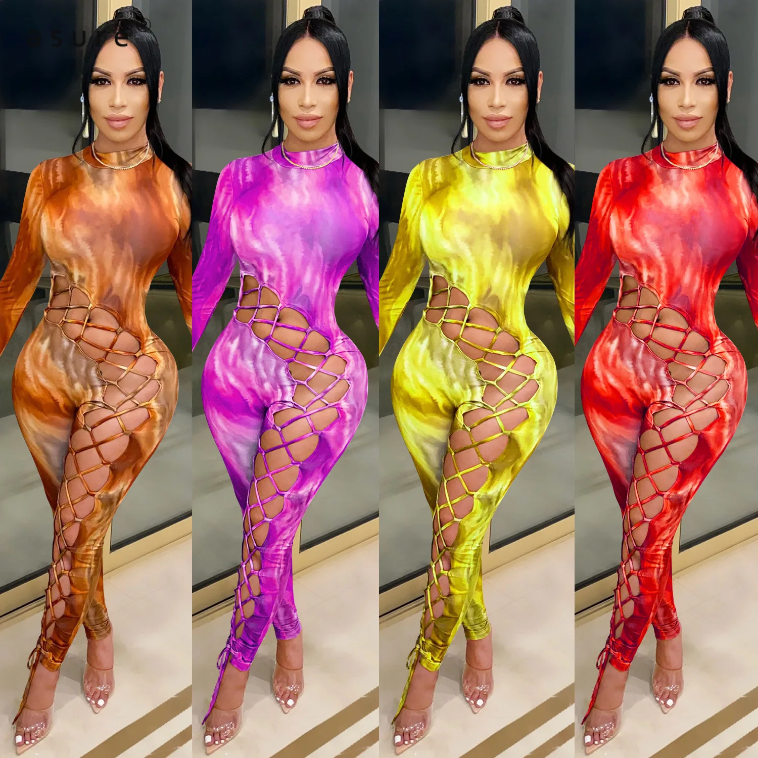 

Jumpsuit Women Pants Long Sleeve Body Overalls Sexy Clothing 2021 Female One Piece Club Outfits Tracksuit Black Catsuit C3705