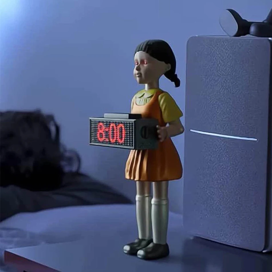 Squid Game Electronics Alarm Clock Fires Bullets Red Green Light Doll Bedroom Desk Decoration Funny 2021 | Дом и сад