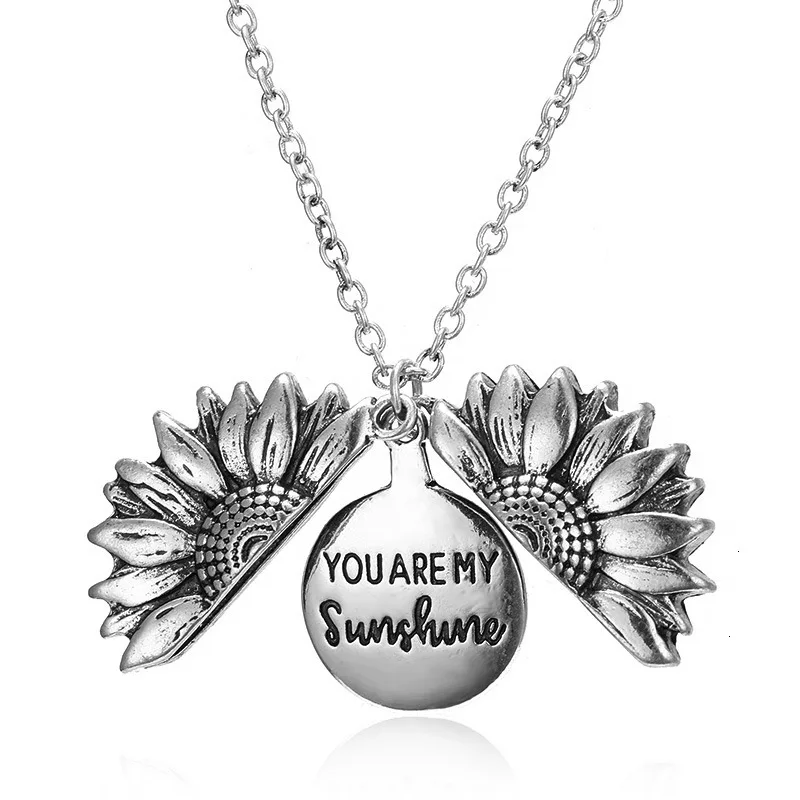 Модный женский свитер цепочка ожерелье из подсолнечника открытый медальон You Are My