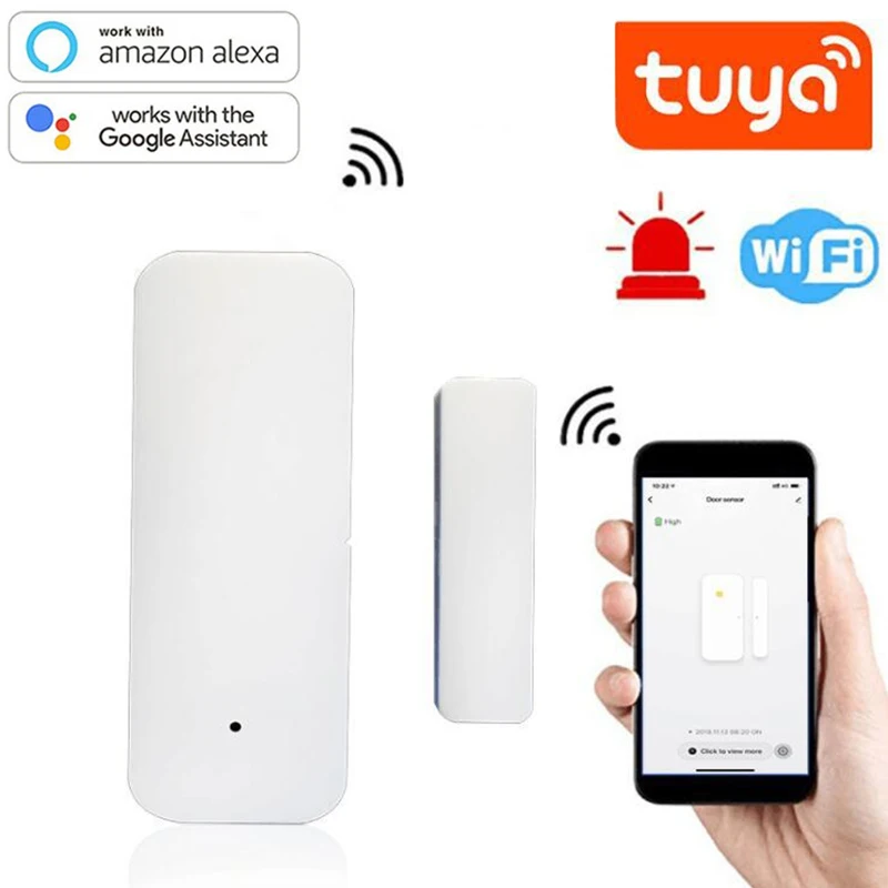 

Tuya Smart Door Window Sensor WiFi Door Open/Closed Detectors Security Alarm With Alexa Google Home Smartlife App Notification