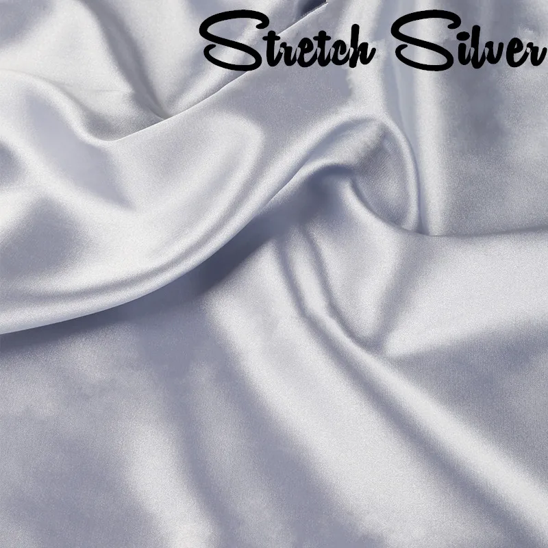 Elastic Silver Эластичная атласная ткань шелк Cheongsam ткань атласная одежда юбка подкладка чистый цвет имитация шелка цвет Ding ткань - Цвет: Elastic Silver