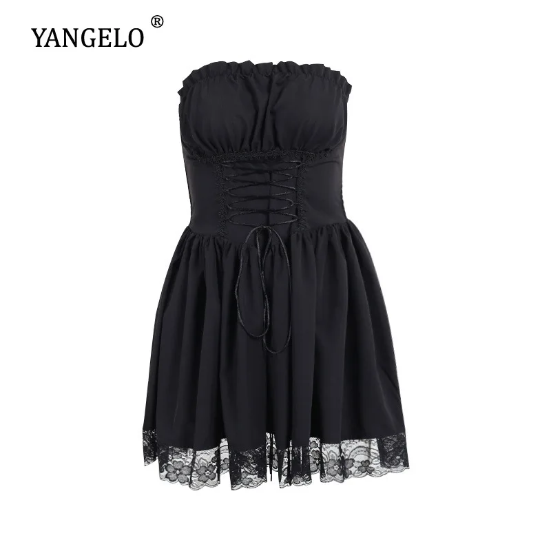 

Женское платье без рукавов, с открытыми плечами и кружевом