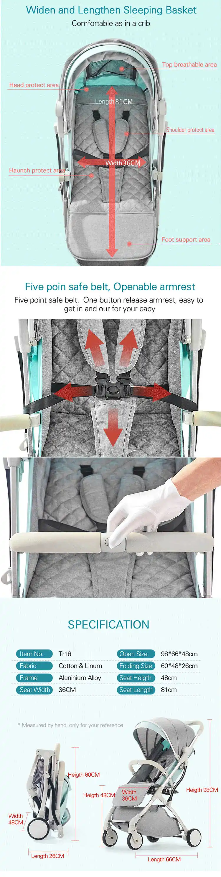 ILcomun Baby Stroller Trolley Car Trolley Folding Baby Carriage Buggy Lightweight Pram Easy Carry Stroller Original Pushchair