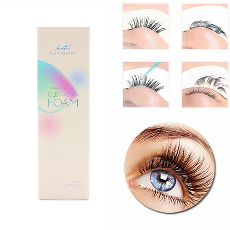 

FUNMIX 60ML Strawberry Flavour Eyelash Shampoo Cleansing Foam Eyelash Cleaning Tool Makeup Remover Grafting Eyelashes Mousse