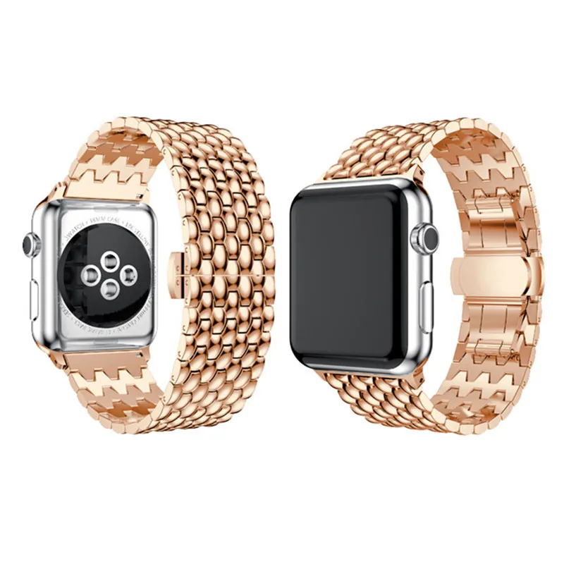 

stainless steel Strap For Apple Watch band 44mm 42mm 40mm 38mm Rubber watchband bracelet iWatch series 5 4 3 2 se 6