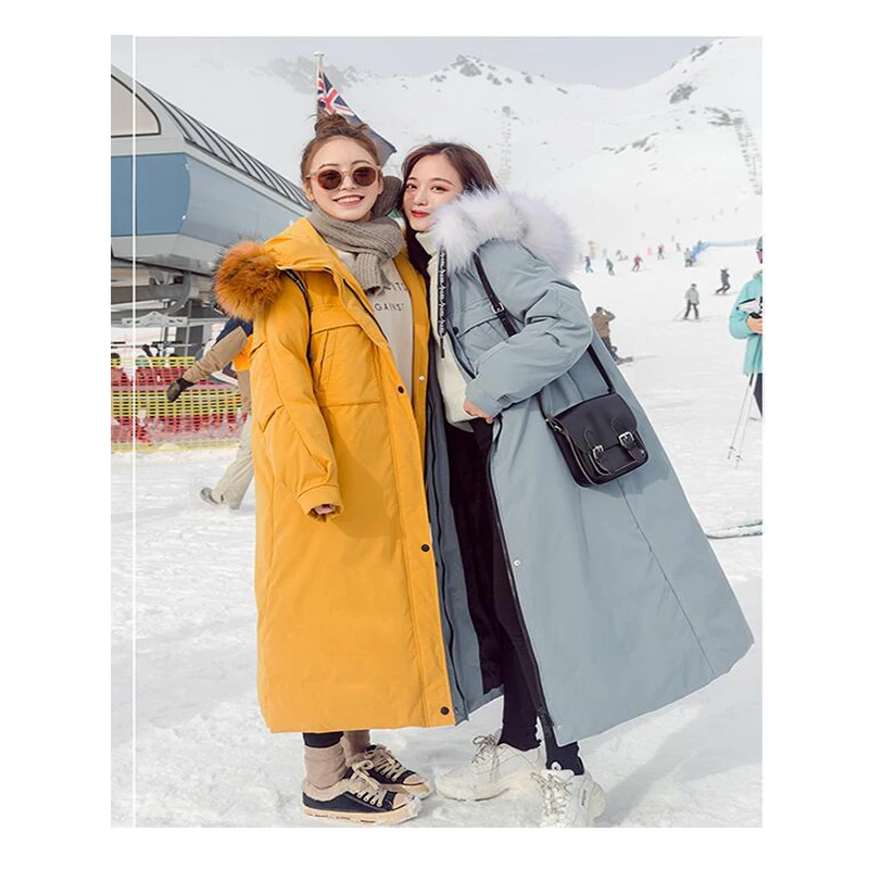 Новинка 2019 зимняя однотонная теплая Свободная куртка с капюшоном и длинным