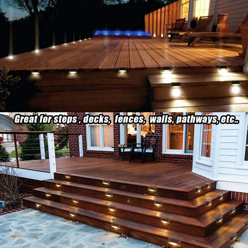 

8 Pcs Solar Deck Lights Outdoor Waterproof Step Lights for Stairs Solar Powered Stair Lights for Garden Decoration