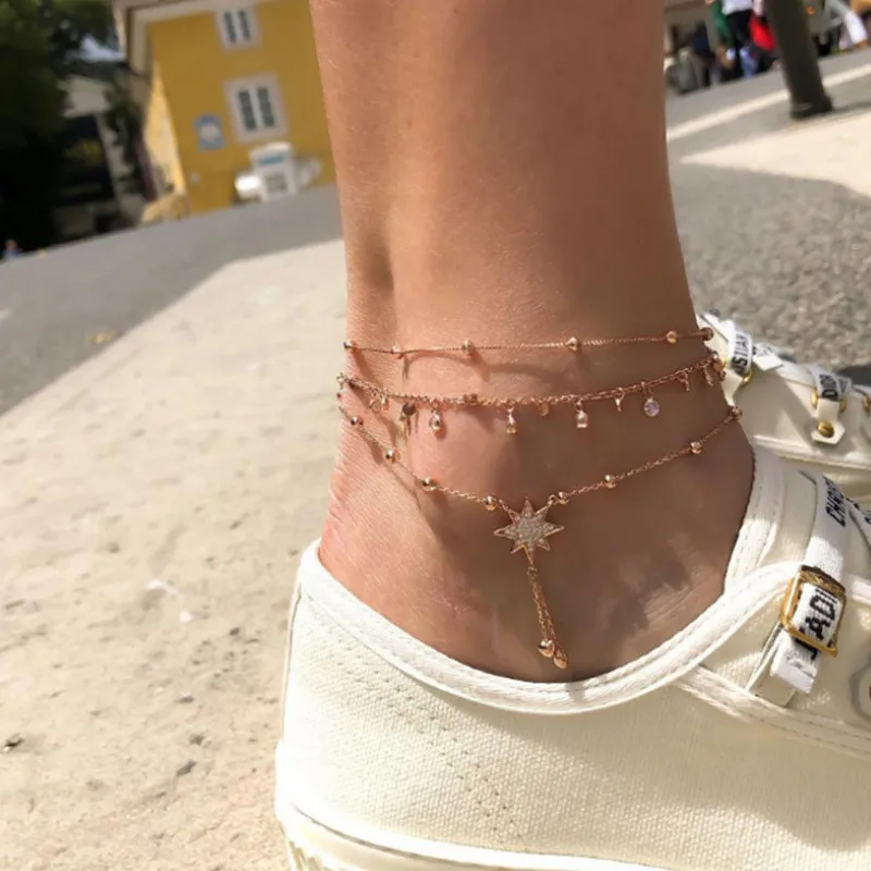 

New Fashion Multi-layer Disc Pendant Anklet for Women 2021 Foot Beach Jewelry