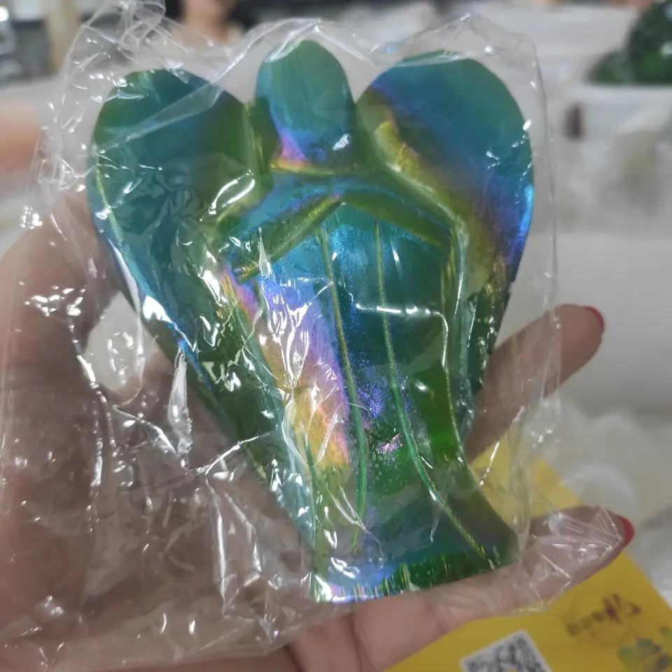 10cm green Electroplating gypsum Wishing angel spiritual energy stone home decoration | Дом и сад