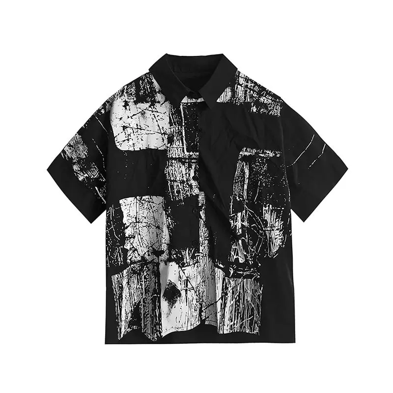 

XITAO Print Pattern Single-breasted Shirt 2021 Summer Personality Casual Loose Boutique Fashion Short Sleeve Shirt WMD1285