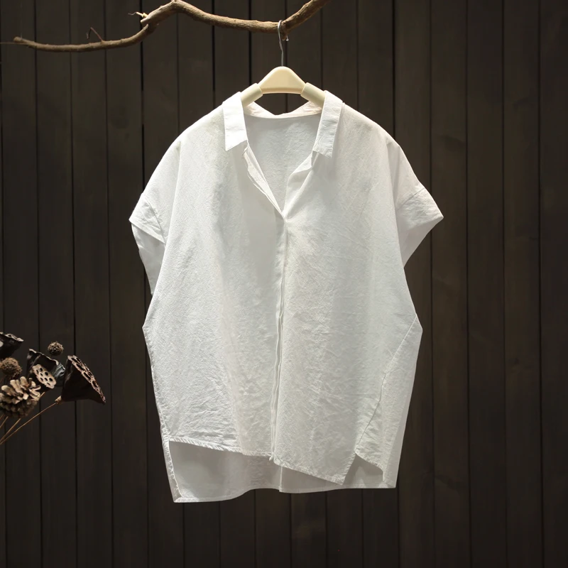 

Sweet Style White Women Shirts Summer New Loose Solid Elegant Office Lady All Match Outwear Tops