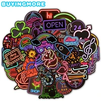 50 pcs neon light sticker gifts toys for children anime animal cute decals stickers to laptop phone suitcase guitar fridge car