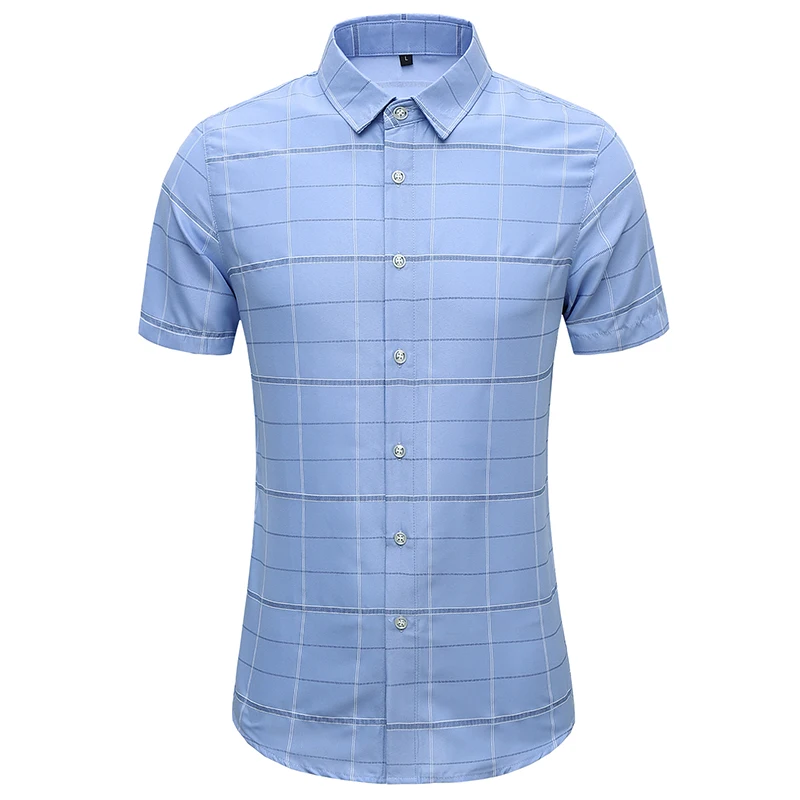 

45KG-120KG Summer New Korean Fashion Mens Short Sleeve Plaid Shirt Daily Casual Button Shirts 4XL 5XL 6XL 7XL