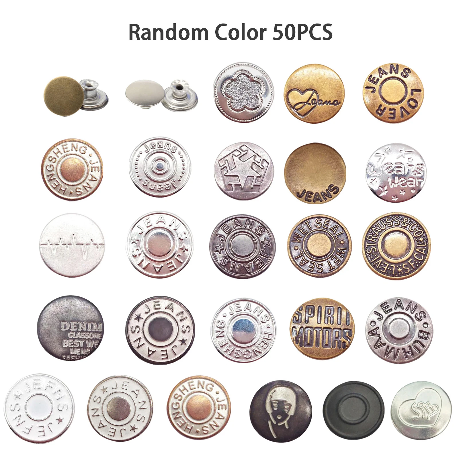 10-50pcs 17mm Detachable Jean Buttons Adjustable Leather Snap Reusable Metal Button Perfect Fit Universal Buckles No Sew Needed | Дом и сад