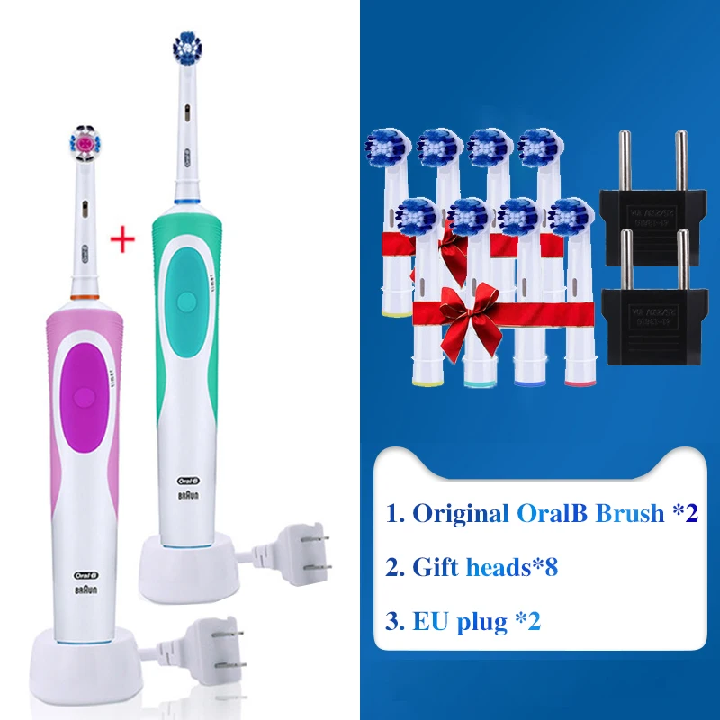 Золотой OralB зубная щетка перезаряжаемая зубная щетка Oralb держатель для зубной щетки сменные головки звуковое вращение для взрослых Smart Time D12 D12013 - Цвет: Золотой