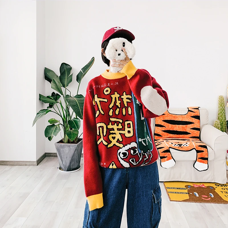 Сезон Зима Новый дизайн Женские свитера и для мальчиков с круглым вырезом