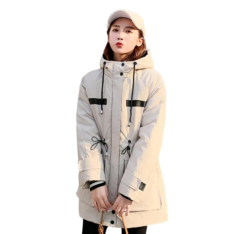 

fashion winter the new feather long loose thickening cotton-padded jacket whom han edition hooded women's cotton jacket