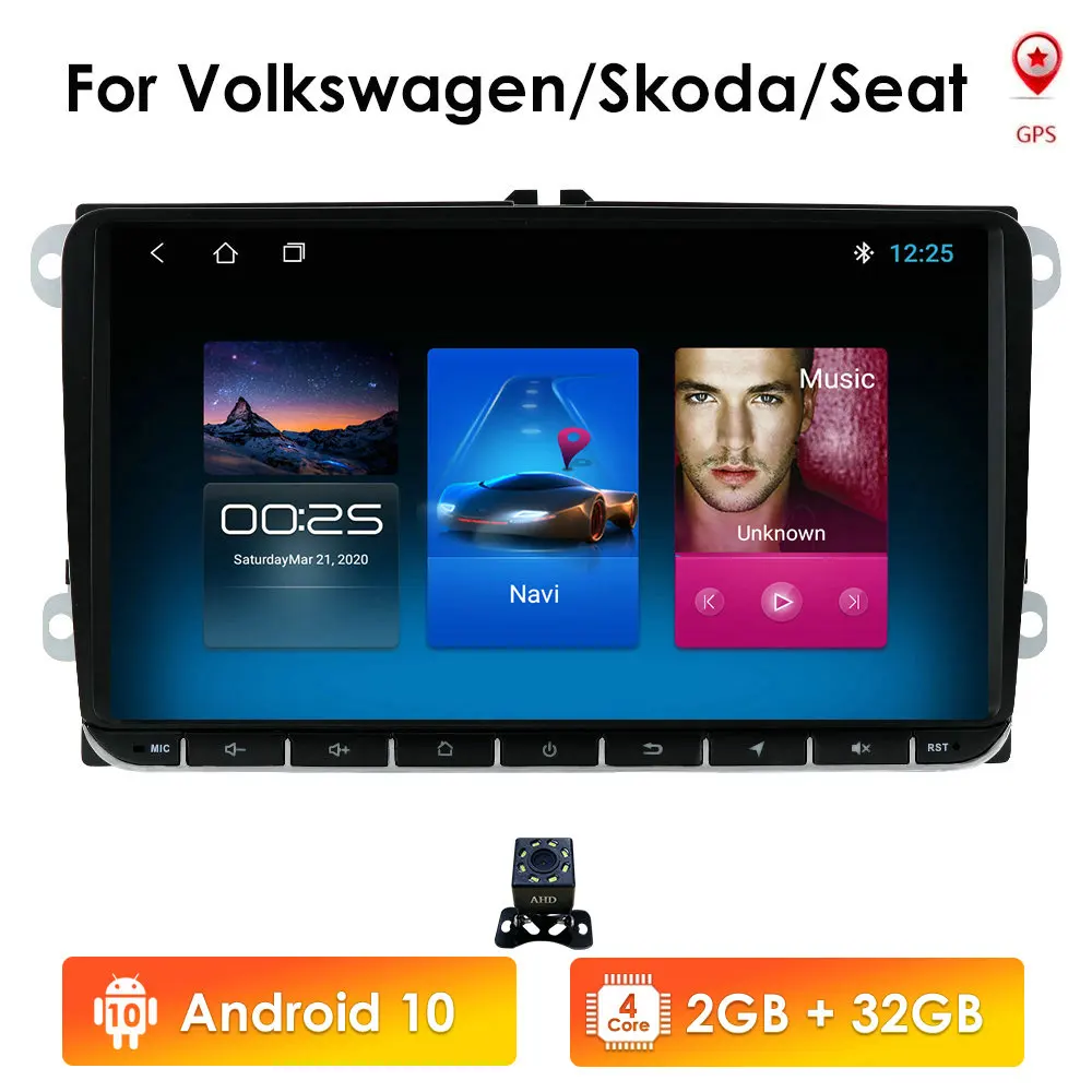 Автомобильный мультимедийный плеер на Android 10 с GPS для Volkswagen Golf Polo Tiguan Passat b7 b6 SEAT Leon