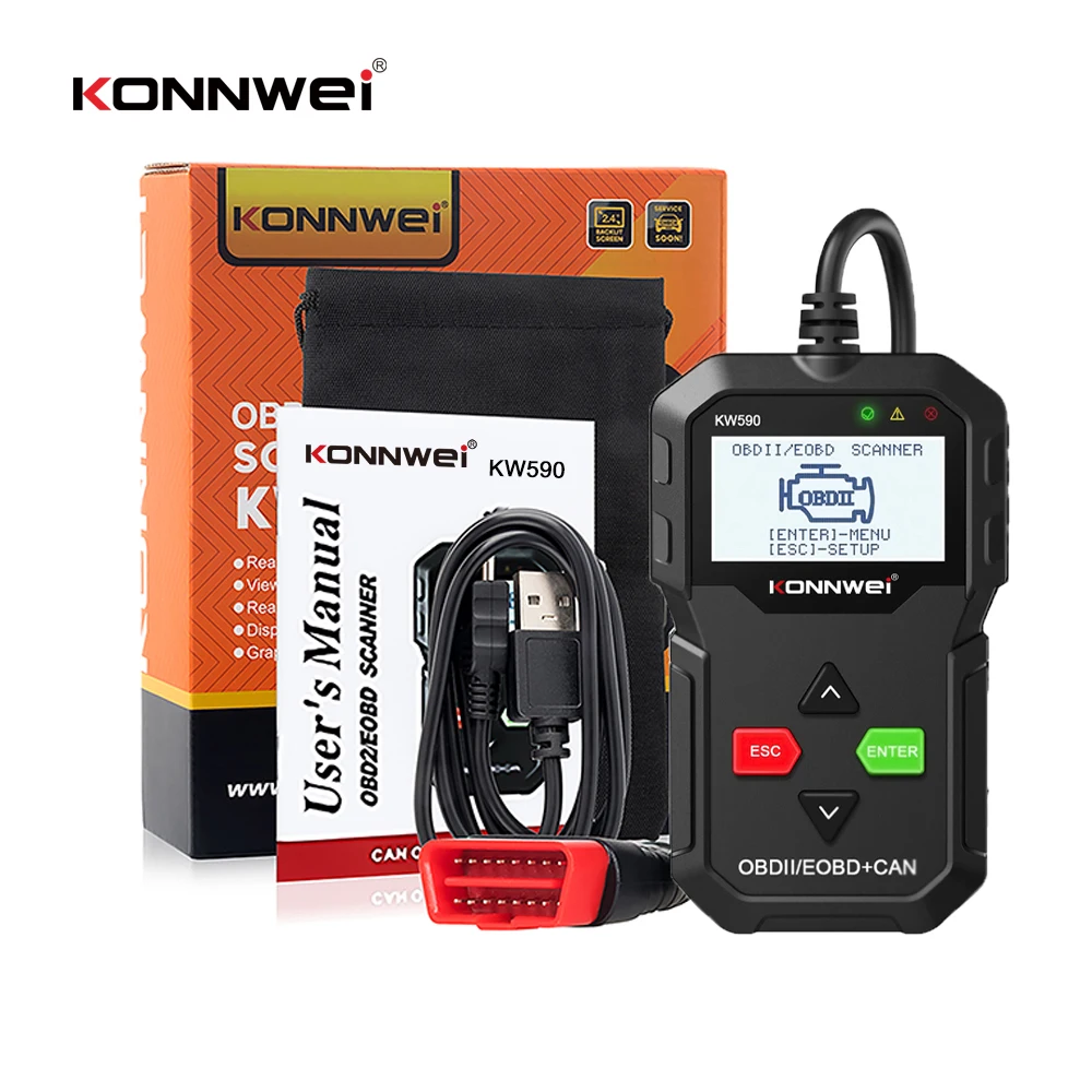 

KONNWEI KW590 OBD Diagnostic Tool Car Code Reader automotive OBD2 Scanner Support Multi-Brands Cars&languages for Auto Obd2 Tool