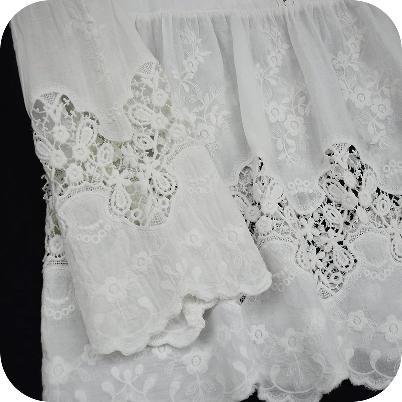 100% хлопок с двусторонней вышивкой кружева ткань занавески юбка ширина 130 см