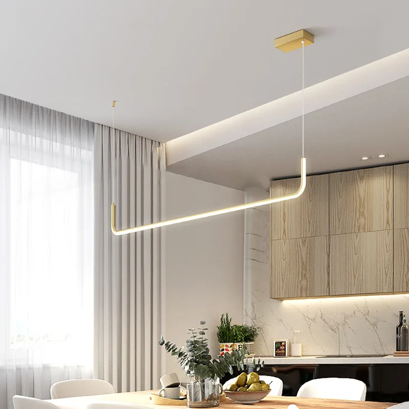 Nordic minimalist style restaurant line lamp office strip lamp modern simple dining room table bar pendant light