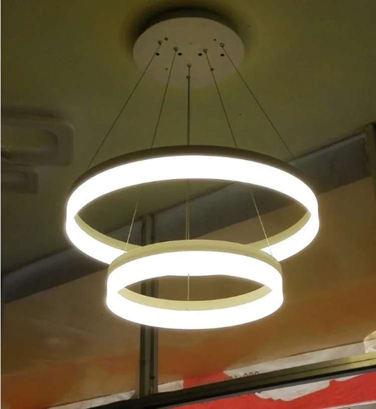 Living room chandelier intelligent dimming post-modern minimalistic led lamp circular ring acrylic restaurant | Лампы и освещение