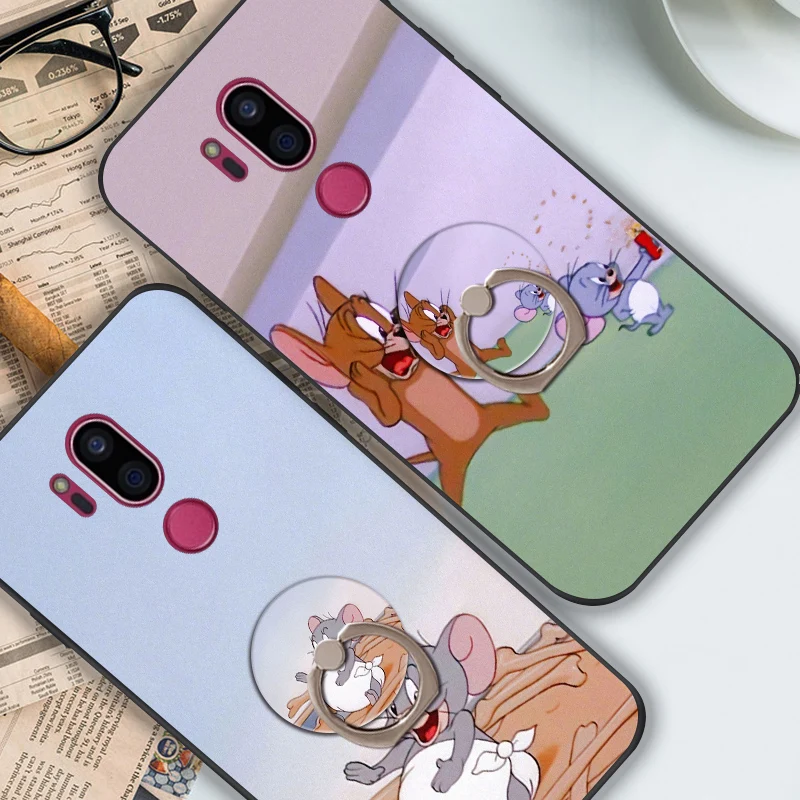 Мягкий силиконовый чехол для LG Optimus G4 G4C G5 G6 G7 ThinQ милый с кольцом-держателем мыши