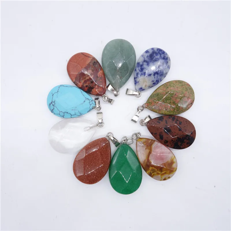 

Wholesale 12pcs Natural Stone Mulit Water Drop Crave Charms Pendant For Fashion Women Chain Necklaces Jewelry Free Shipping