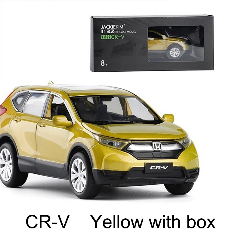 1:32 15 см Honda CRV литая под давлением масштабная модель автомобиля игрушки высокая имитация Вытяните назад металлические модели 6 дверей открываются со звуком светильник - Color: Yellow With Box