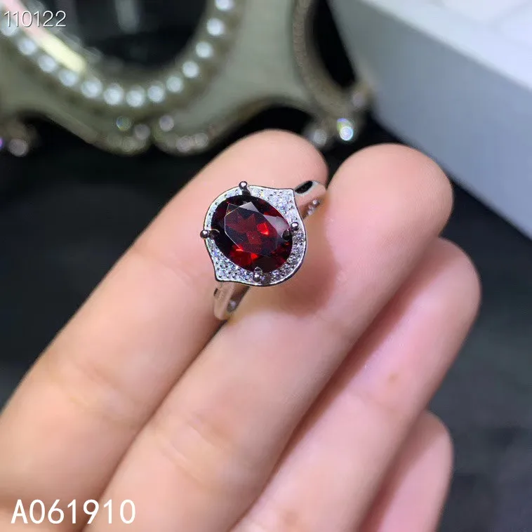 

KJJEAXCMY boutique jewelry 925 sterling silver inlaid natural Garnet gemstone ladies ring support detection popular