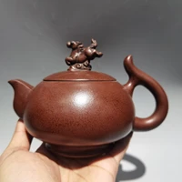 6chinese yixing zisha pottery hand carved horse statue horse to success pot red mud teapot pot tea maker office ornaments