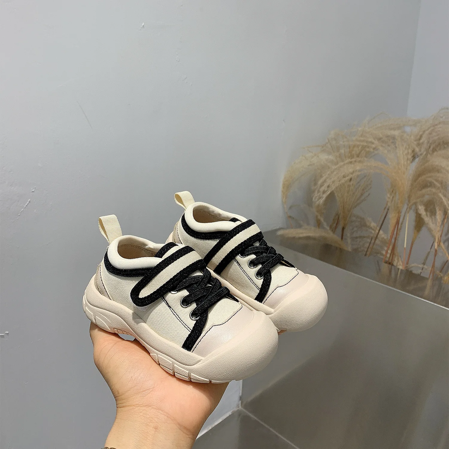 

2021 Autumn New Children Toddler Canvas Shoes Baby Girls Velcro Anti-kick Casual Shoes Boys Kids Fashion Contrast Shoes 1 2 3 4y