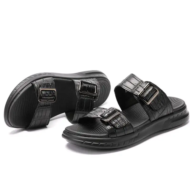 

ourui crocodile Men's shoes Genuine crocodile leather men slippers Male slippers Wear outside men sandals