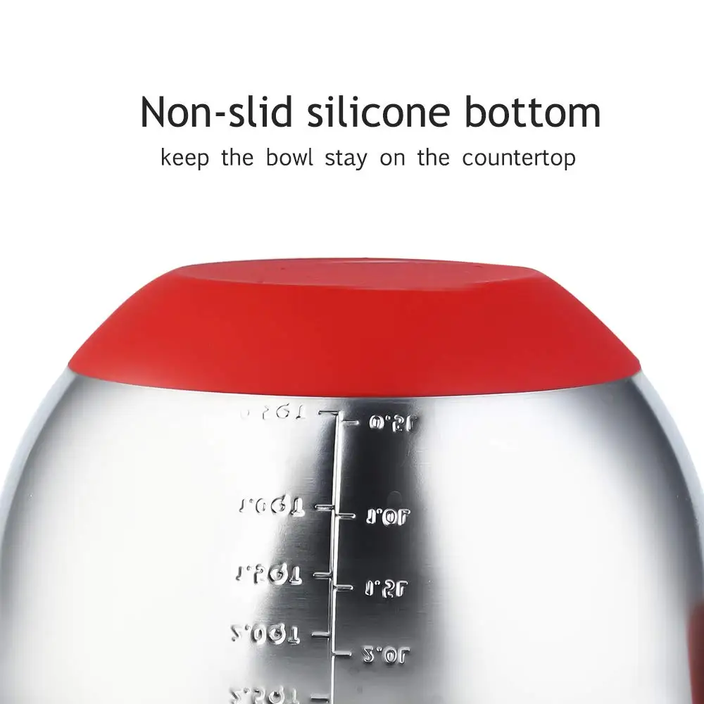 Кухонные штабелируемые миски для смешивания из нержавеющей стали Нескользящая