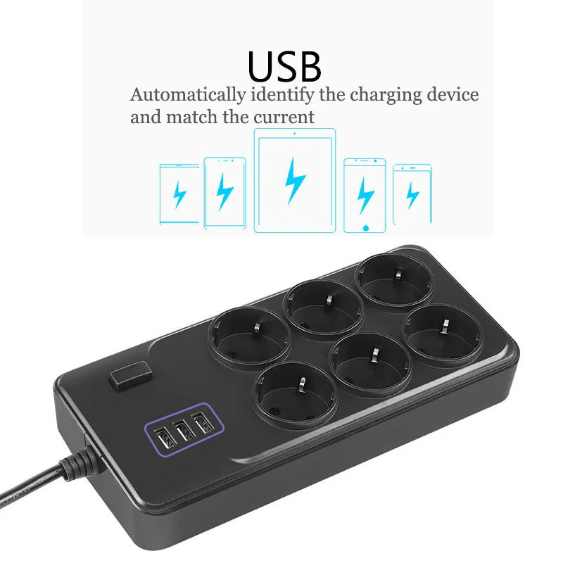 Умная электрическая розетка расширение Мощность полосы штепсельная вилка