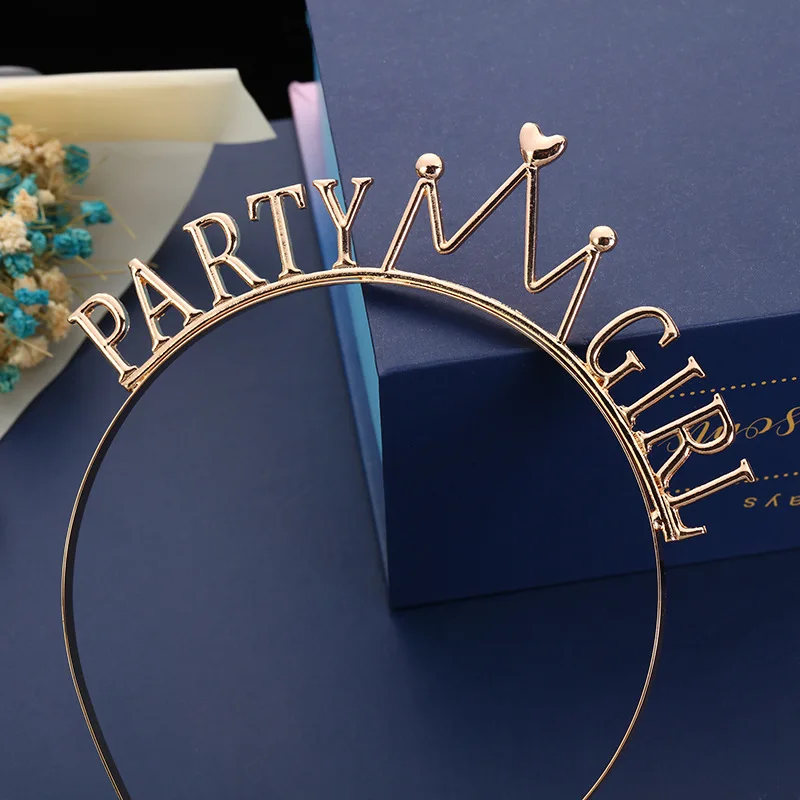 

Fashion Alloy Metal Gold Party Girl Crown Hairband Wedding Hair Accessories Headband Headwear For Party Supplies Gift