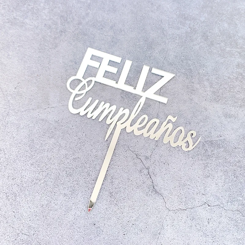 Новые акриловые испанские топперы для торта Feliz Cumpleanos Топпер С Днем Рождения