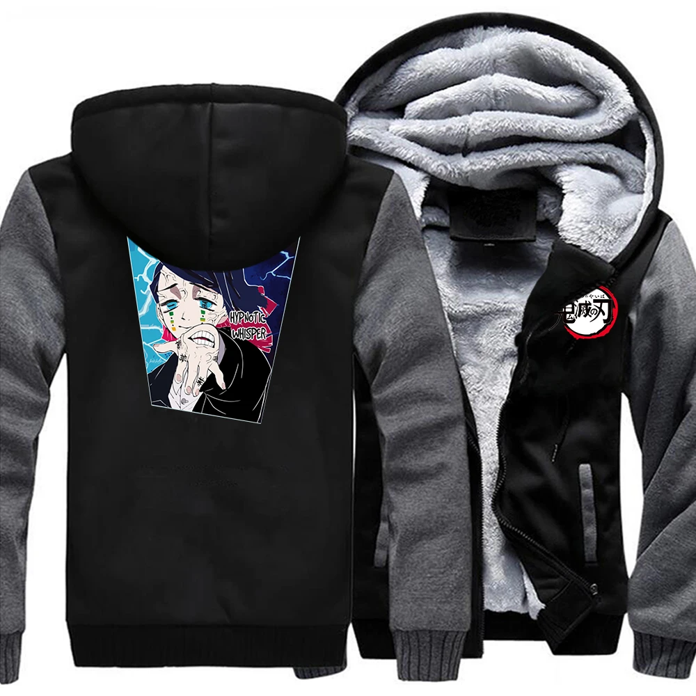 

Толстые мужские толстовки Tanjirou с изображением рассекающих демонов, куртки-бомберы с капюшоном, теплые мужские куртки-бомберы