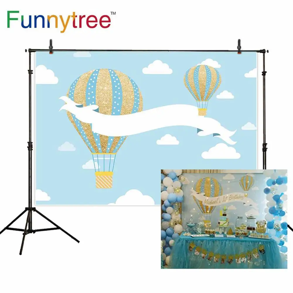 Фон для фотосъемки Funnytree Вечерние Декорации первого причастия голубой воздушный