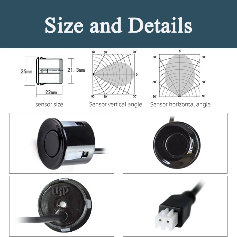 Хиппкрон 4 шт. Датчики парковки 22 мм черные, красные, синие, золотые, серые, серебряные, шампань / Белый цвет автомобильная обратная зондировка.