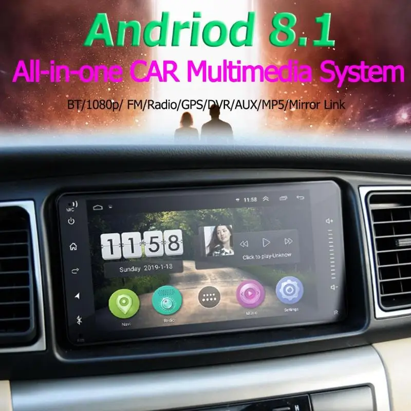 7 дюймов 2 DIN Android 8,1 1+ 16G HD 12V сенсорный экран стерео bluetooth USB gps Navi MP5 мультимедийный плеер FM радио для Toyota