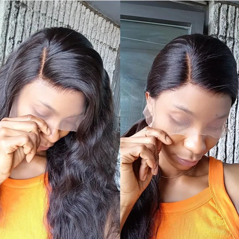 HD прозрачный 360 кружевной передний парик al предварительно сорвал Детские волосы свободная волна HD 13x6 Человеческие волосы Remy Черный для женщин