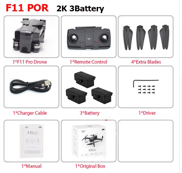 F11 POR 2K 3B SJRC F11/F11 PRO gps 5G Wifi FPV с 2K широкоугольной камерой 28 минут время полета бесщеточный складной Радиоуправляемый Дрон Квадрокоптер RTF Дрон - Цвет: F11 POR 2K 3B