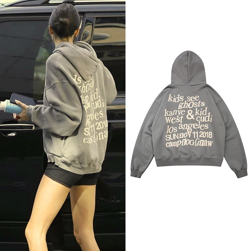 Kanye Oversized Pullover Fleece Hoodies Kendall Jenner Print Sweatshirt Stranger Things Foaming Printing Hoodies Streetwear Men