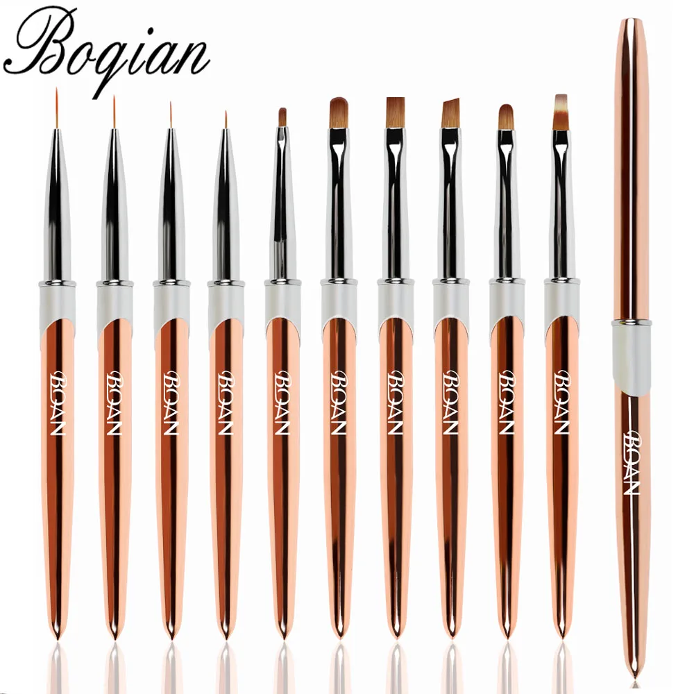 BQAN Rose Gold Handle UV Gel Nail Brush Liner Painting Pen Acrylic Drawing for Nails Art Tool | Красота и здоровье